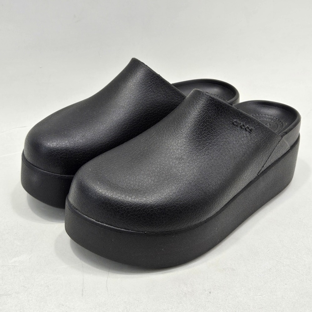 Crocs Stomp Mules Women 11 Black Platform Chunky Clogs 209869 Slip On Comfort